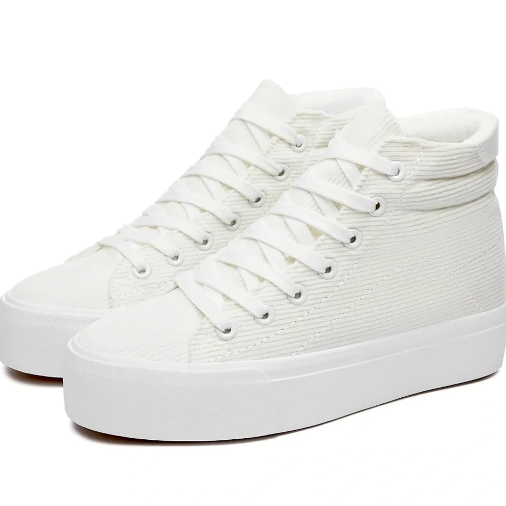 Unisex Corduroy High Top Sneakers,Lace up Platform Shoes, Size:‎ 11Women/9Men